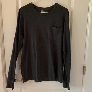 Mens Charcoal J.Crew Long Sleeve Pocket Tee size M
